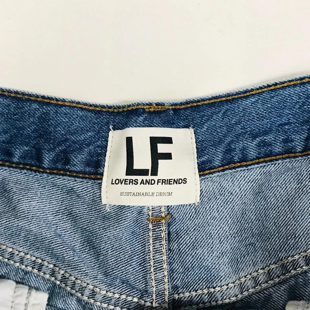 Lovers + Friends Women 28 Denim Shorts Blue Devon High Rise 90s Cut Off CC28